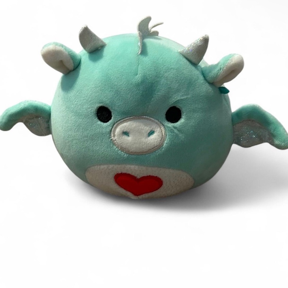 Squishmallows Teal Dragon with Red Heart